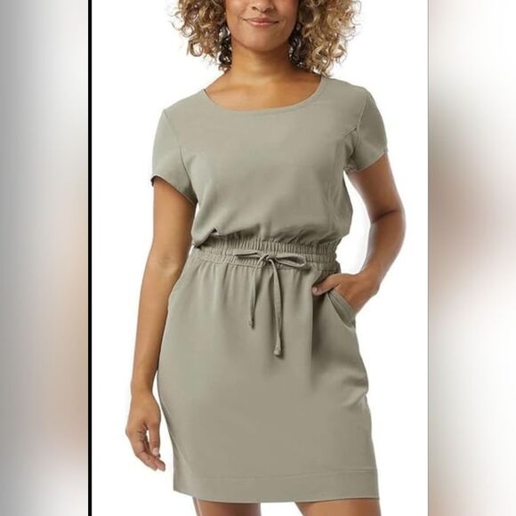 32⁰ Cool Twill Dress Sage Green T-Shirt Dress Pockets Casual Sporty Comfy Medium - Picture 1 of 15